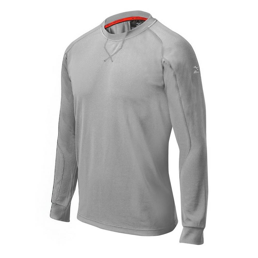 Mizuno Men's Comp Long Sleeve Training Shirt Baseball Tops Grey (350504-KHW)